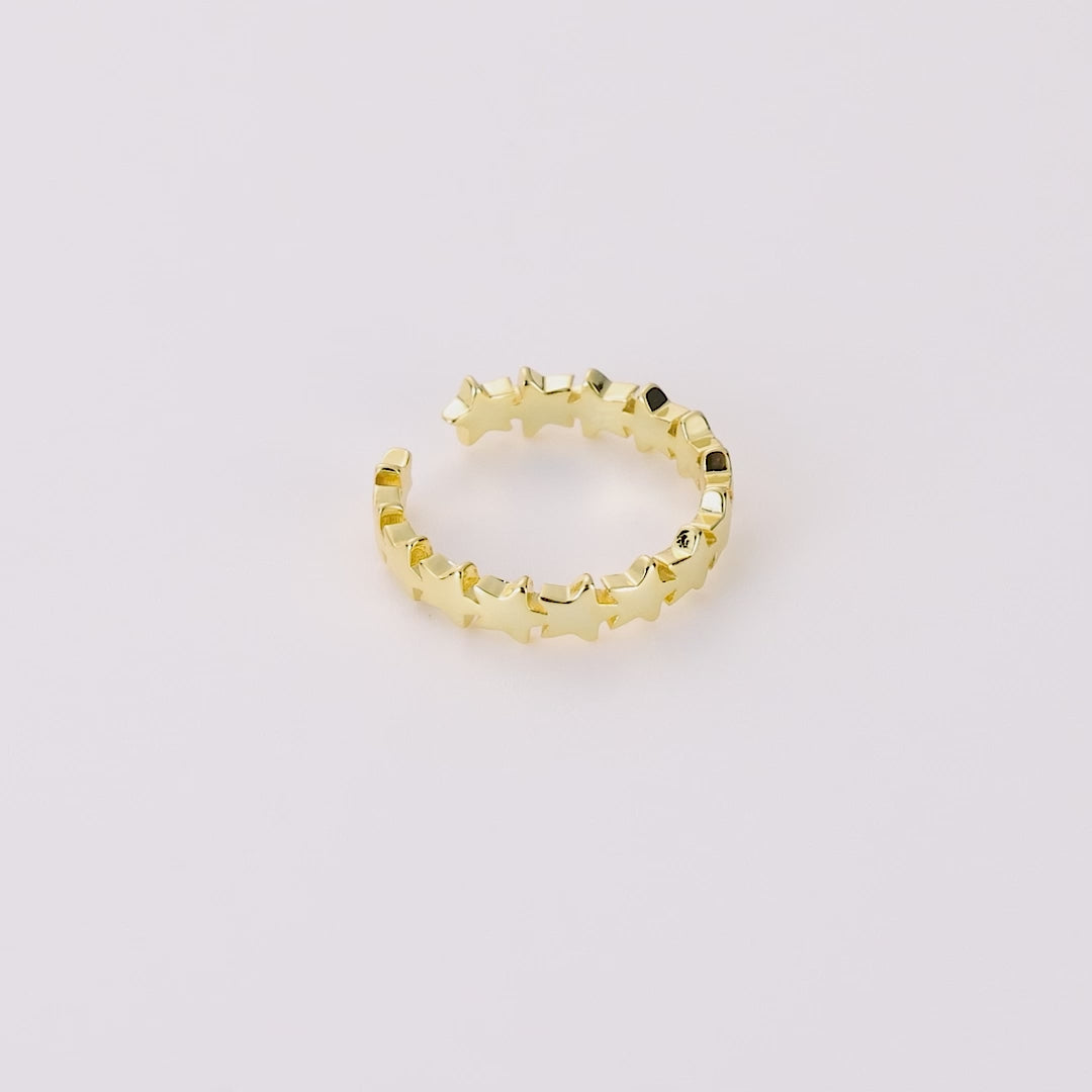 Gold Plated Adjustable Star Band Ring