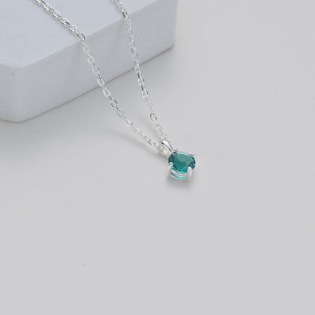 Sterling Silver Blue Necklace Created with Zircondia® Crystals Video