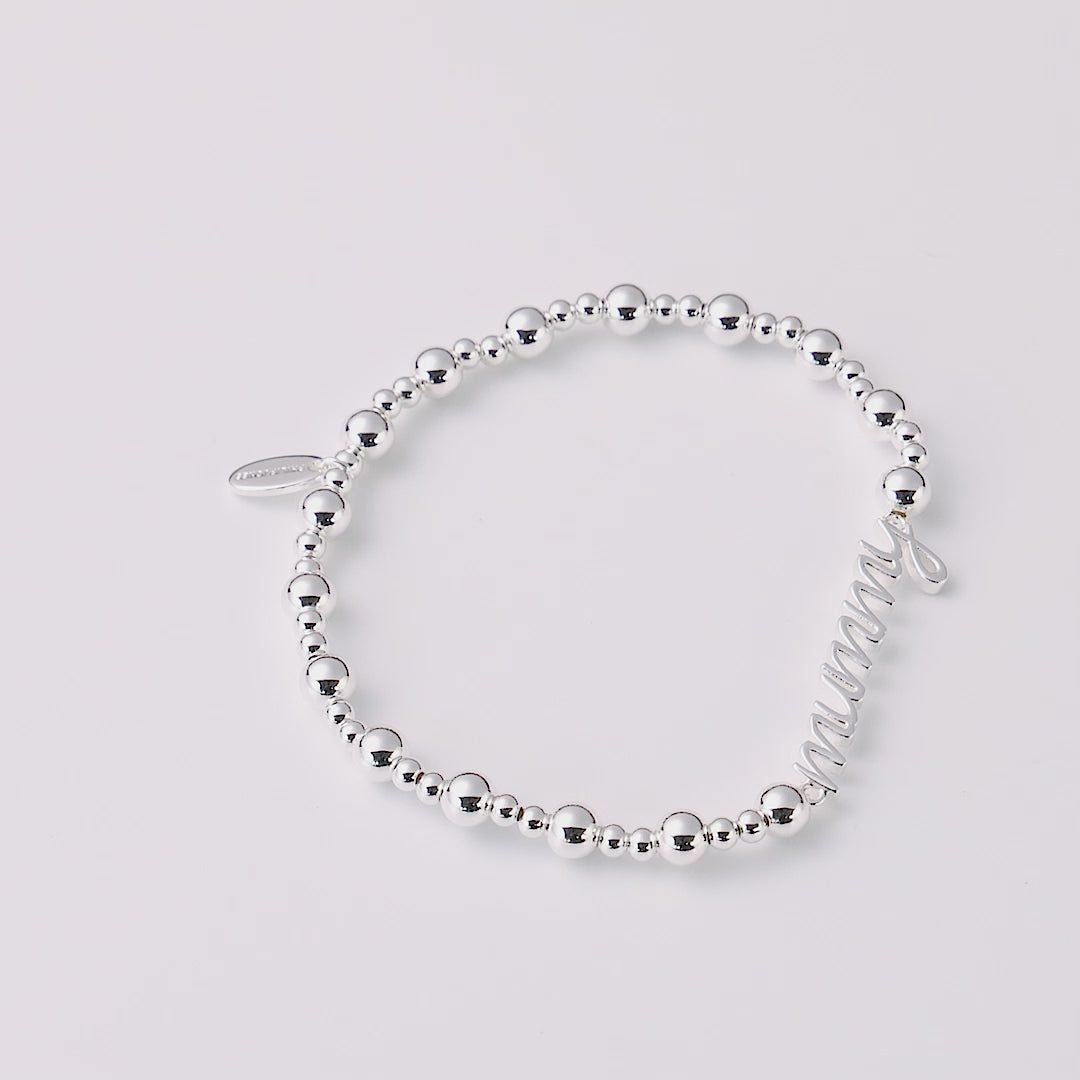 Silver Plated Mummy Beaded Stretch Bracelet