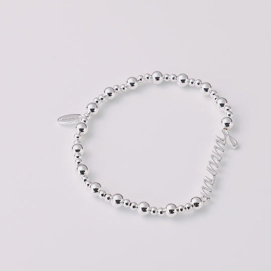 Silver Plated Mummy Beaded Stretch Bracelet