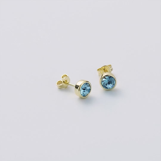 18k Gold Plated Light Blue Stud Earrings Created with Zircondia® Crystals