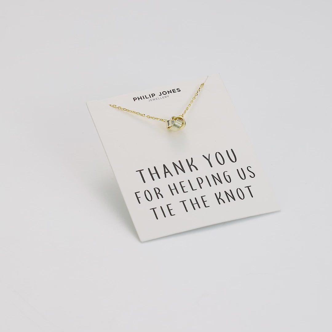 Gold Plated Thank You for Helping us Tie The Knot Necklace with Quote Card