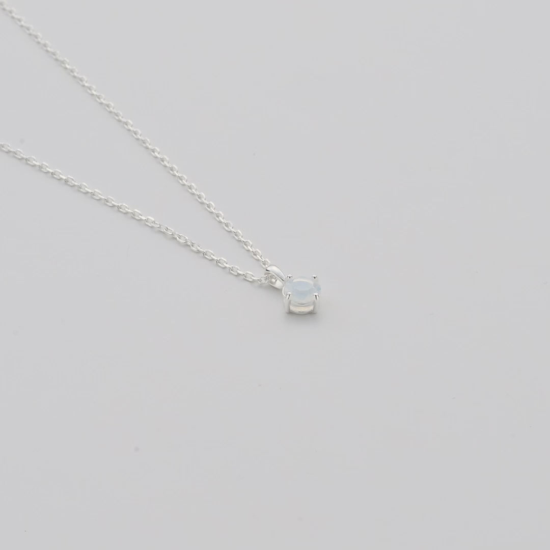 Sterling Silver October (Opal) Birthstone Necklace Created with Zircondia® Crystals Video