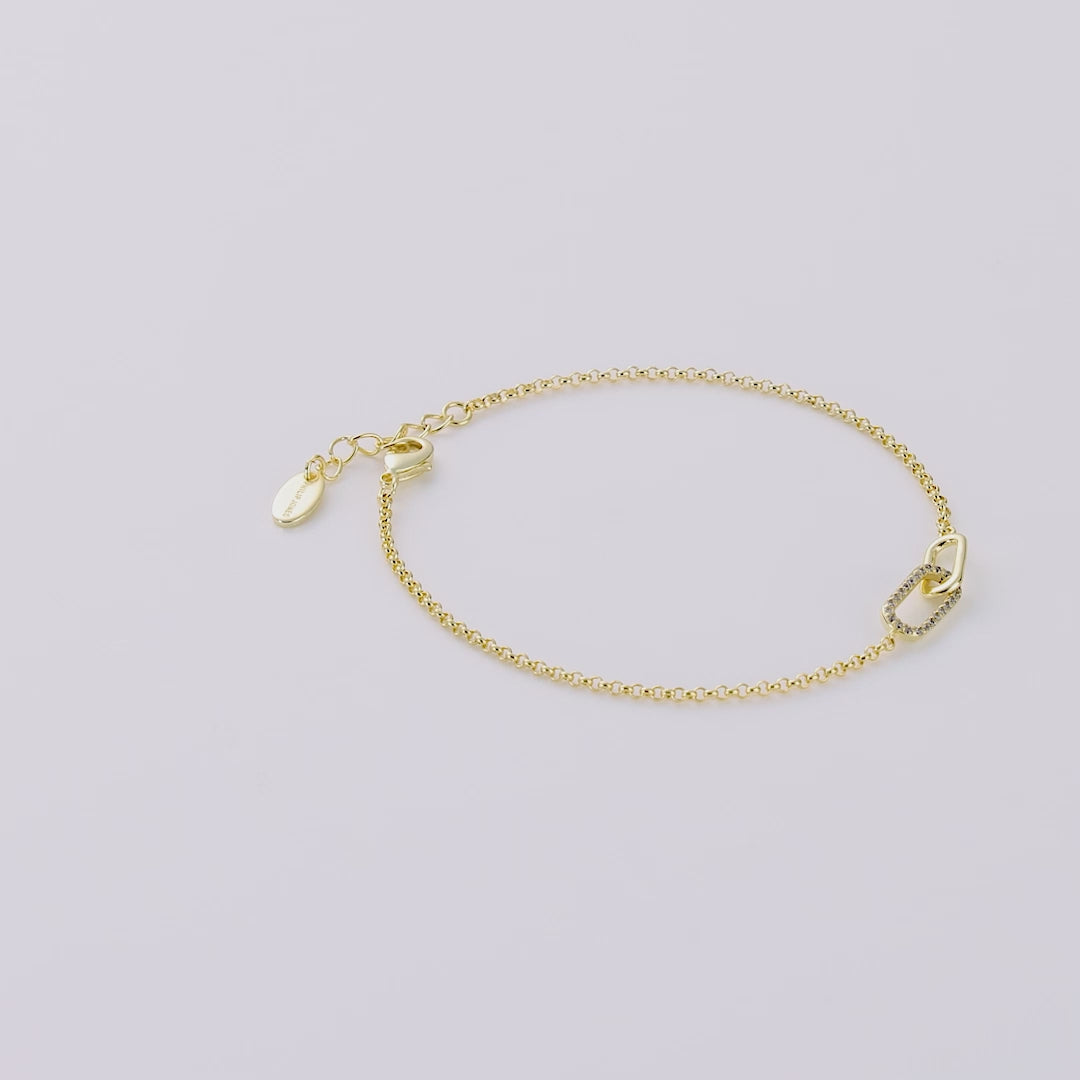 Gold Plated Paperclip Link Bracelet Created with Zircondia® Crystals