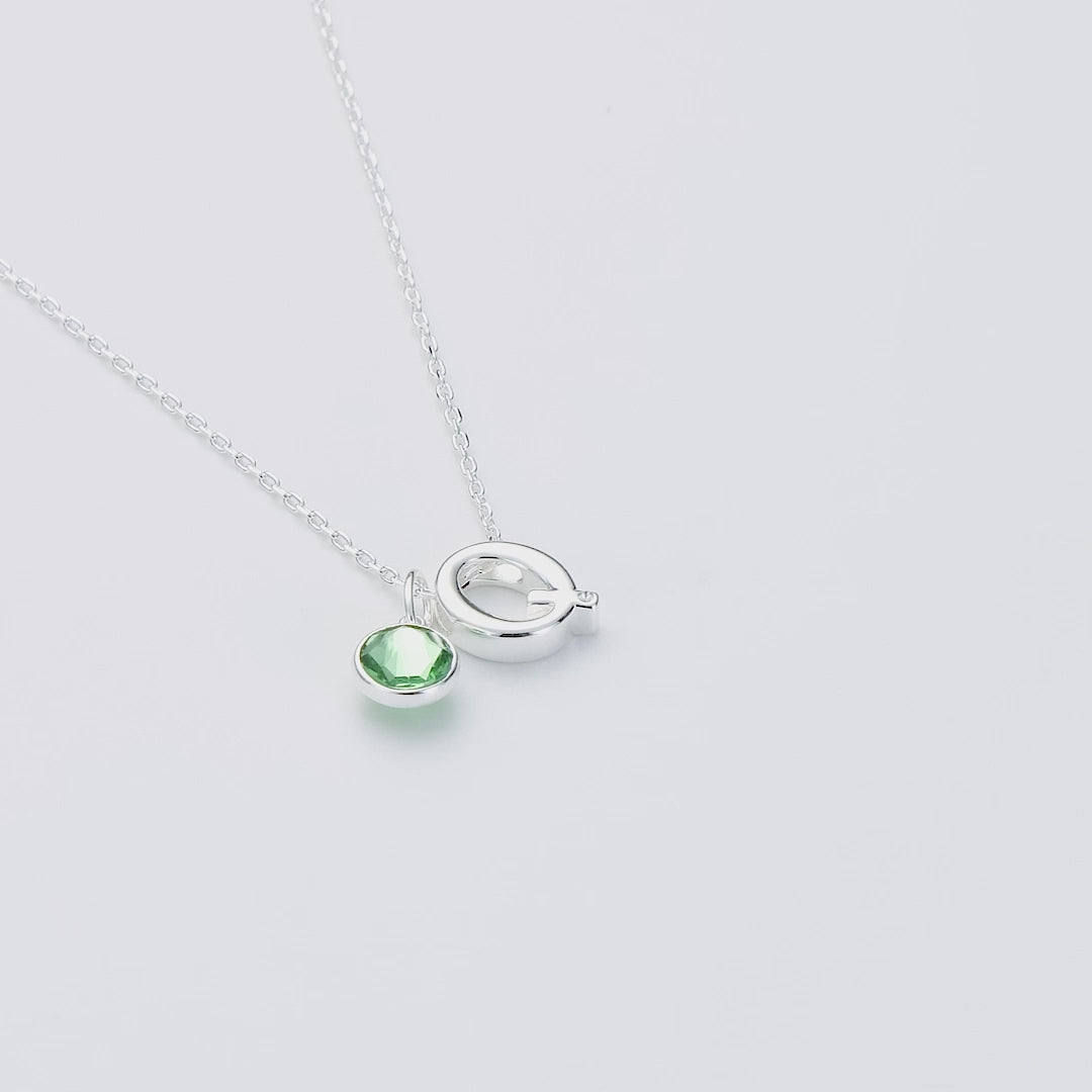 Initial Q Necklace with Birthstone Charm Created with Zircondia® Crystals