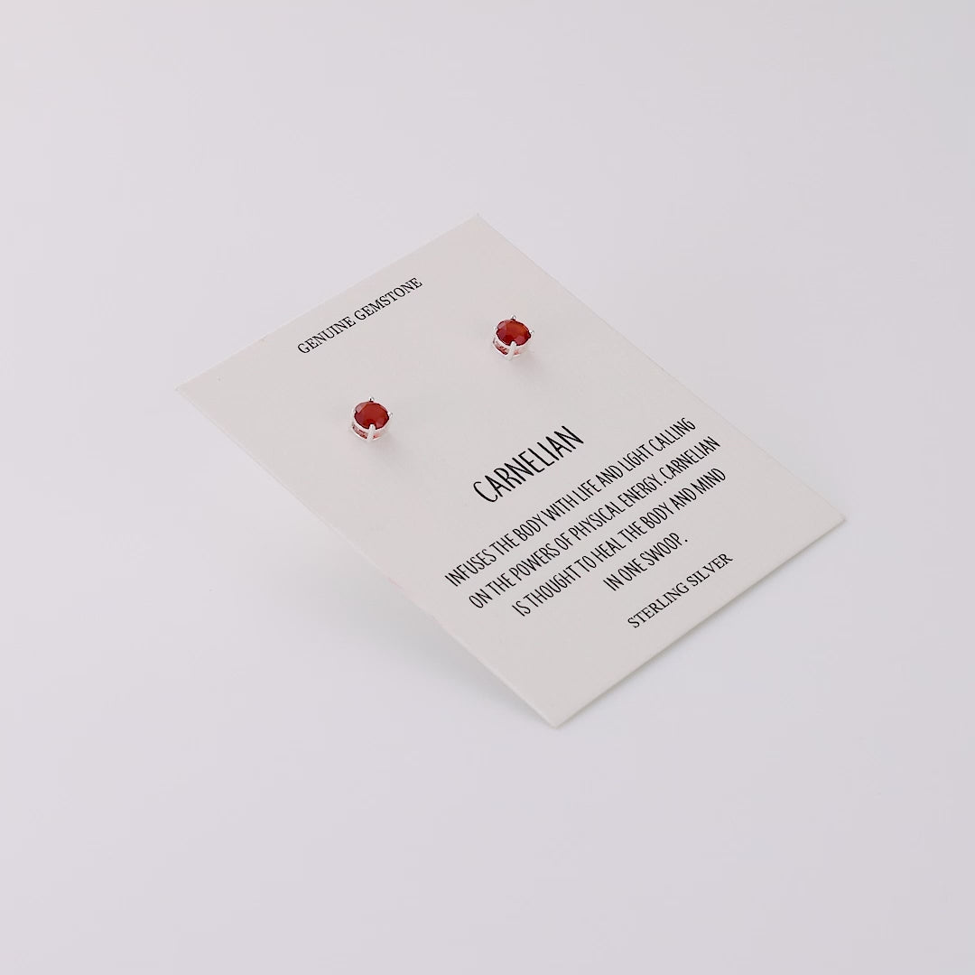 Sterling Silver Carnelian Gemstone Earrings with Quote Card