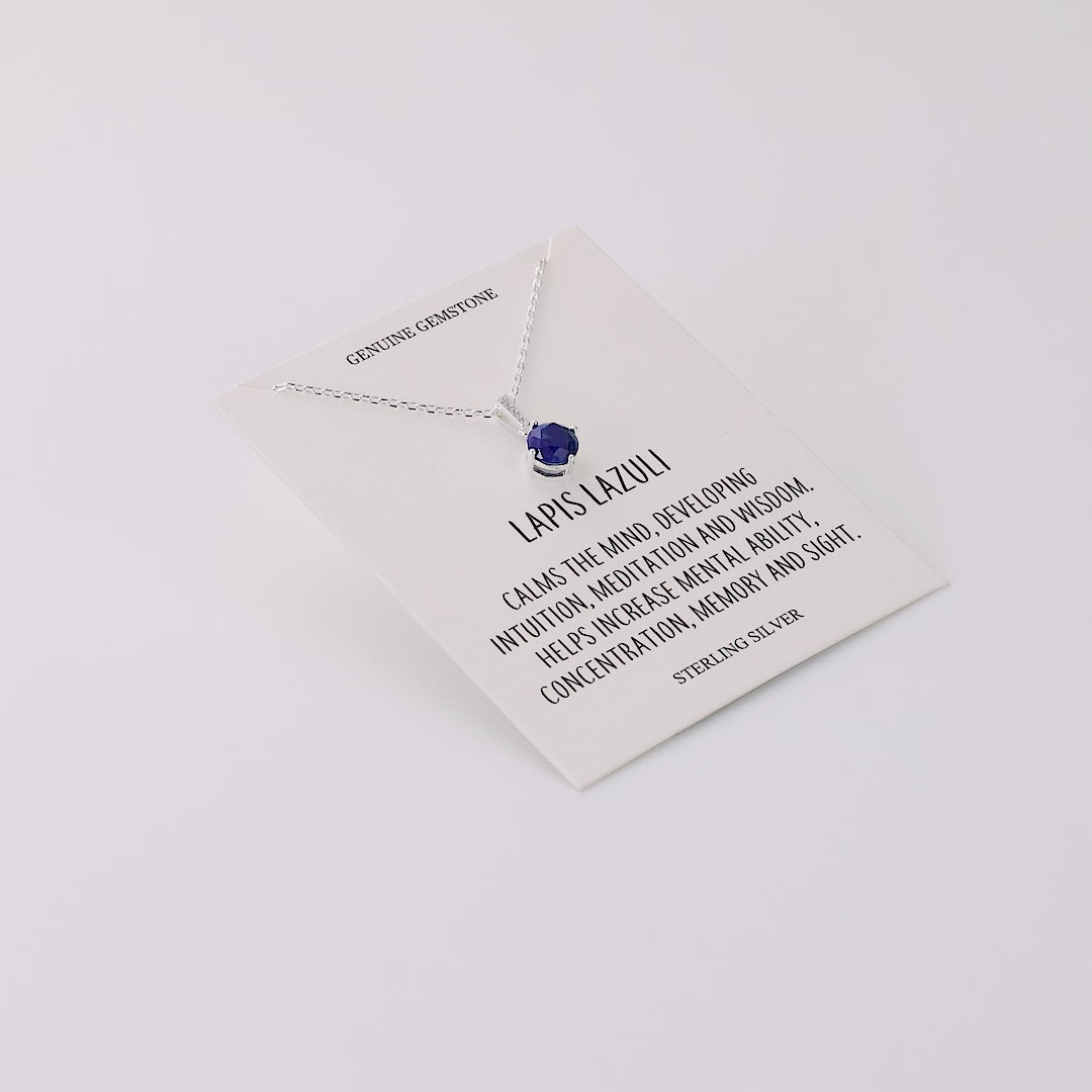 Sterling Silver Lapis Gemstone Necklace with Quote Card