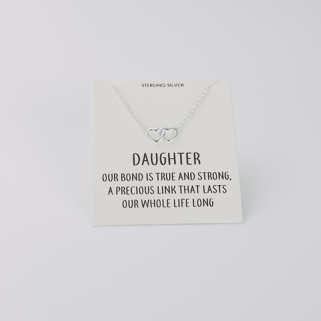 Sterling Silver Daughter Quote Heart Link Necklace