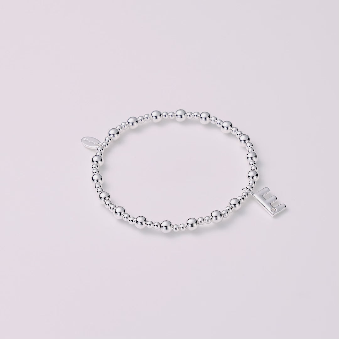 Letter E Initial Stretch Bracelet Created with Zircondia® Crystals