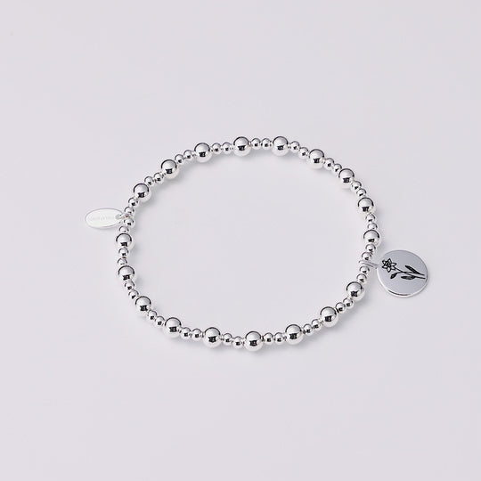 March Birth Flower Daffodil Beaded Stretch Bracelet