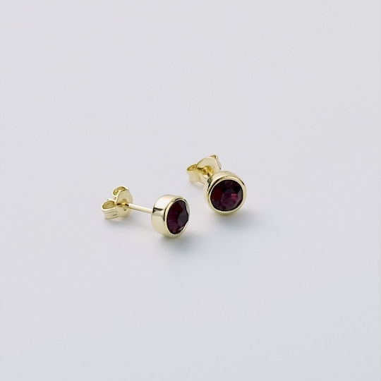 18k Gold Plated Purple Stud Earrings Created with Zircondia® Crystals