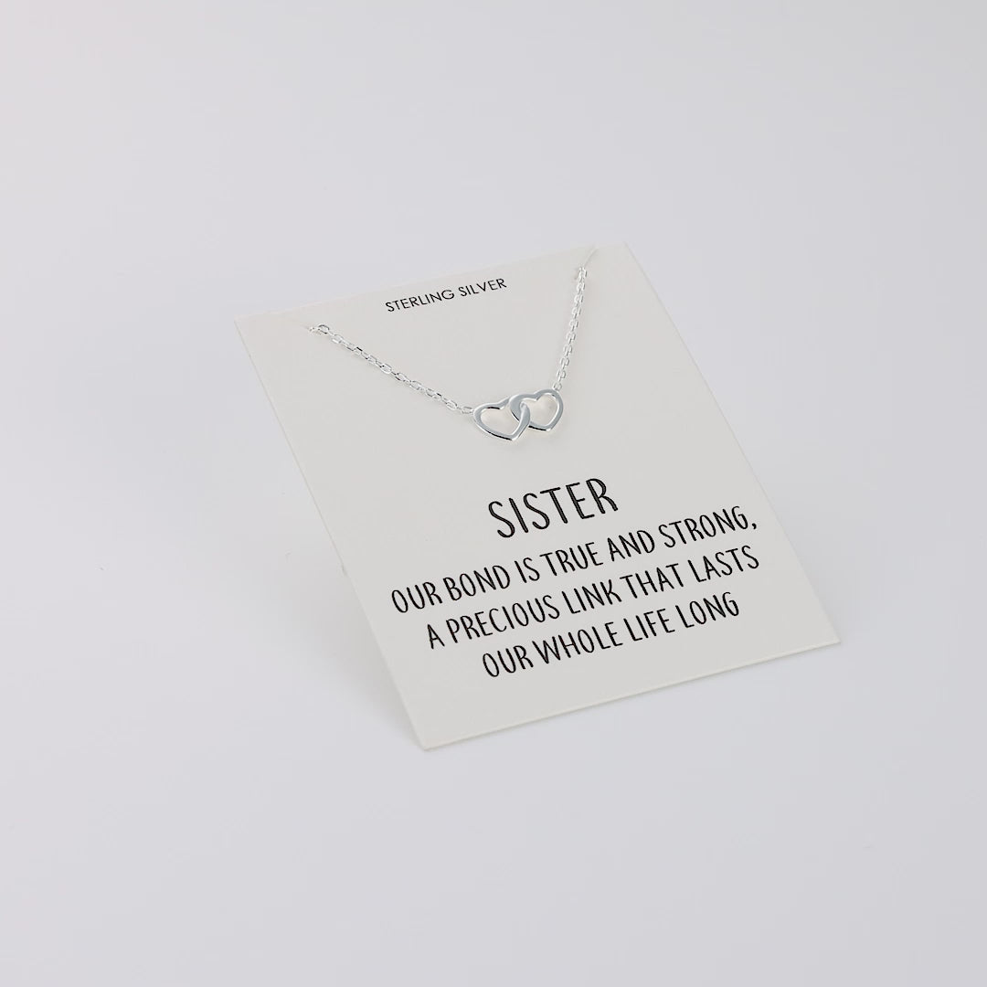 Sterling Silver Sister Quote Heart Link Necklace