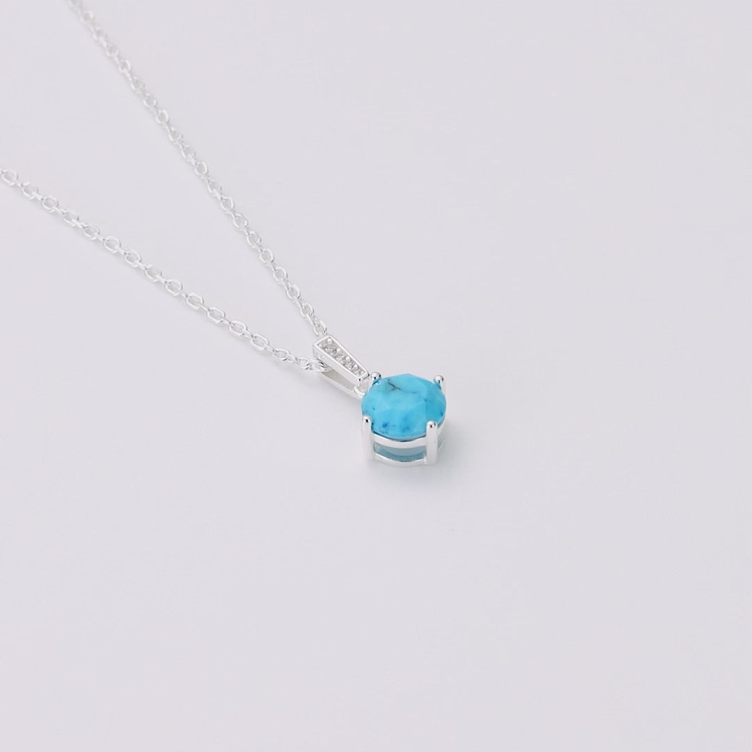 Sterling Silver Synthetic Turquoise Gemstone Necklace