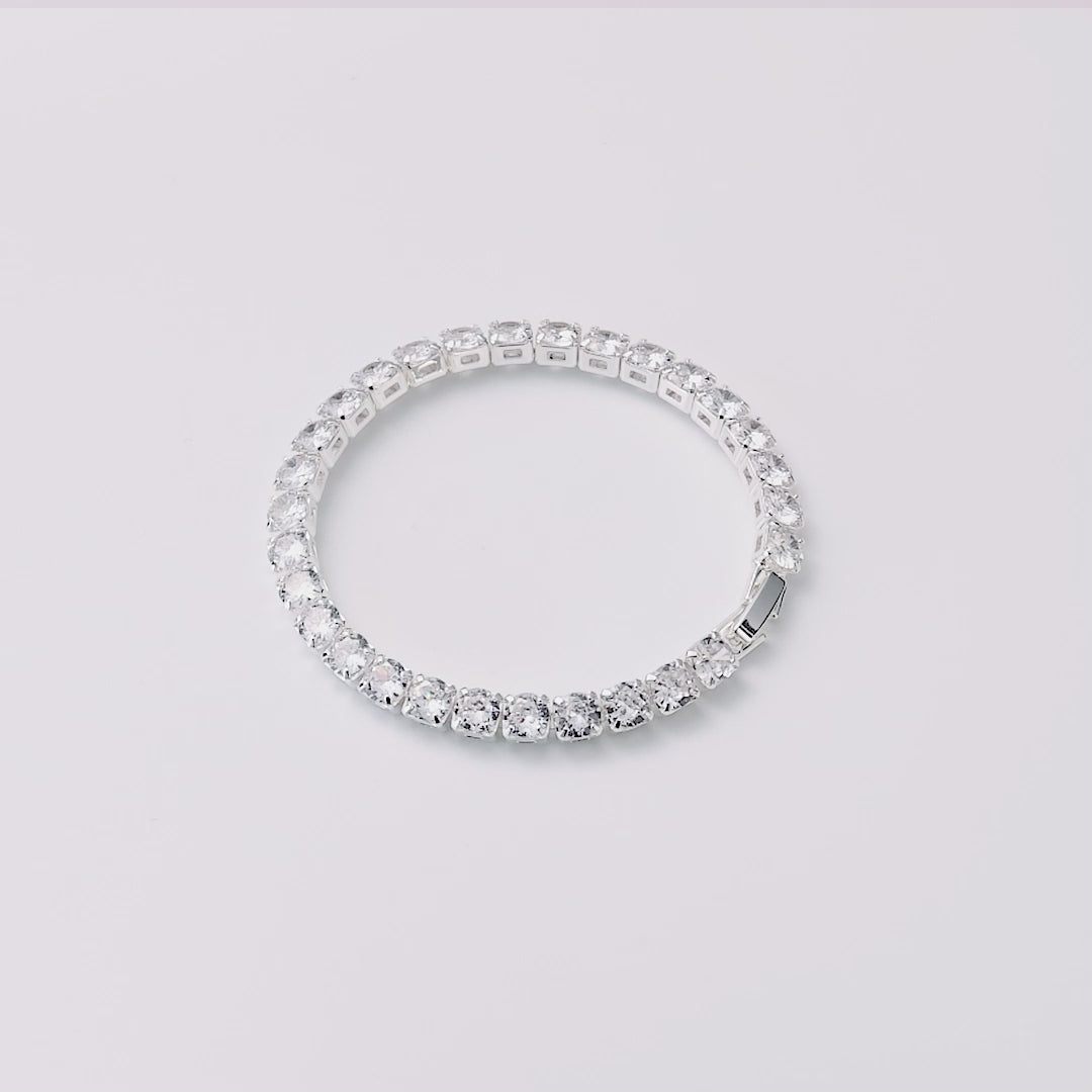 Silver Plated 5mm Tennis Bracelet Created with Zircondia® Crystals