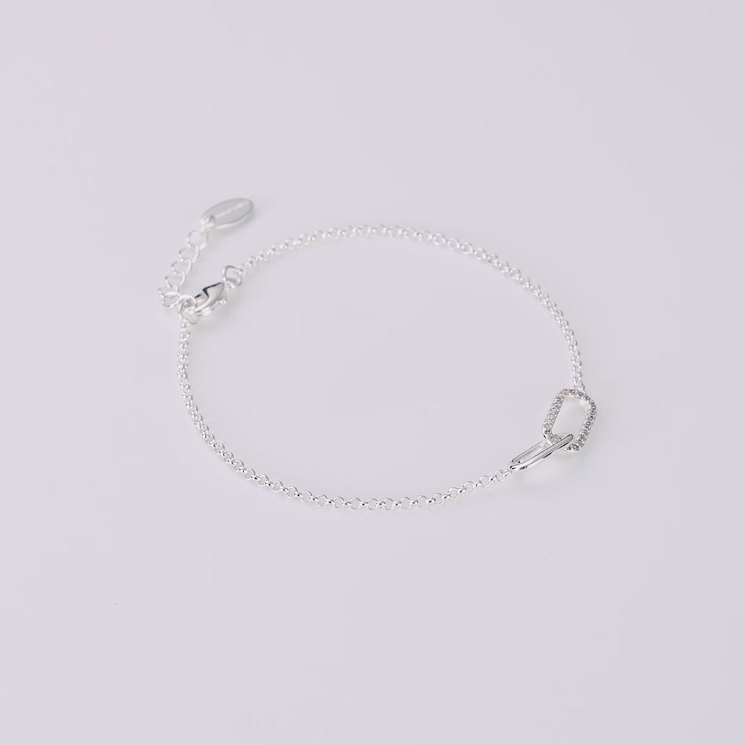 Silver Plated Paperclip Link Bracelet Created with Zircondia® Crystals