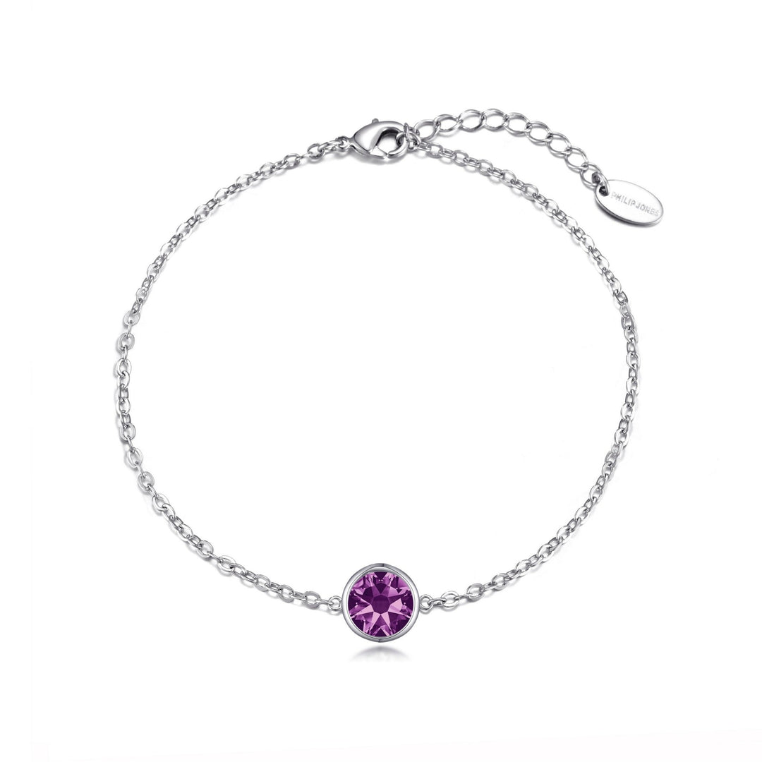 Purple Crystal Anklet Created with Zircondia® Crystals - Philip Jones Jewellery