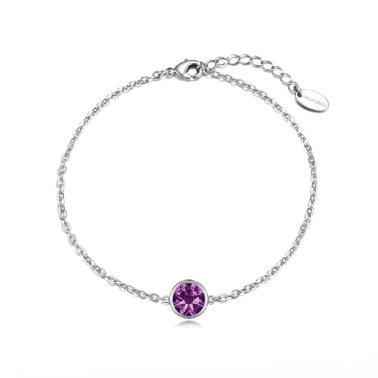 Purple Crystal Anklet Created with Zircondia® Crystals - Philip Jones Jewellery