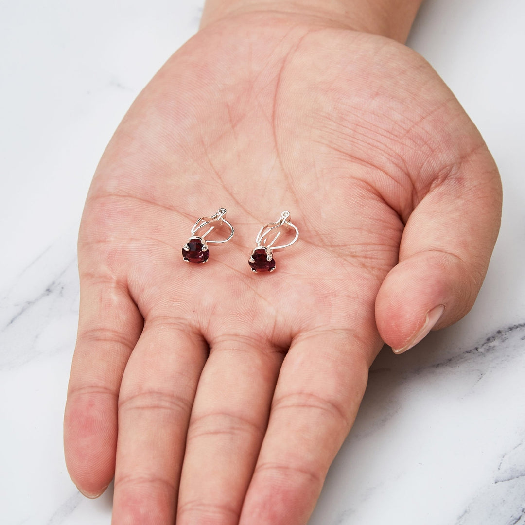 Purple Crystal Clip On Earrings Created with Zircondia® Crystals - Philip Jones Jewellery