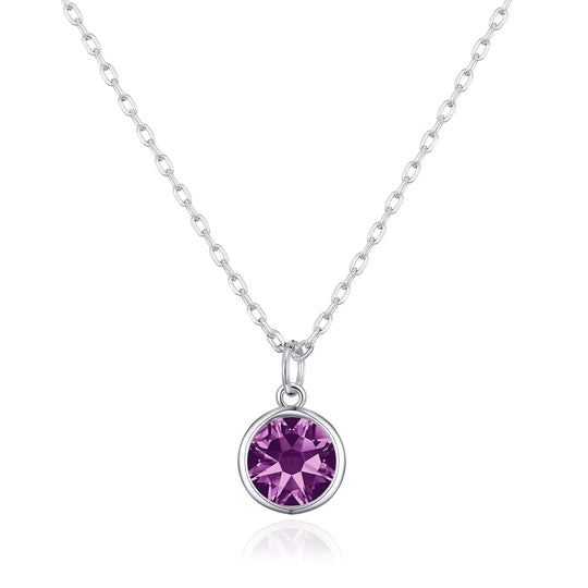 Purple Crystal Necklace Created with Zircondia® Crystals - Philip Jones Jewellery