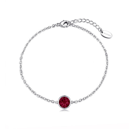 Red Crystal Anklet Created with Zircondia® Crystals - Philip Jones Jewellery