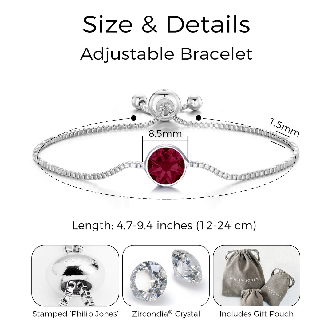 Red Crystal Bracelet Created with Zircondia® Crystals - Philip Jones Jewellery
