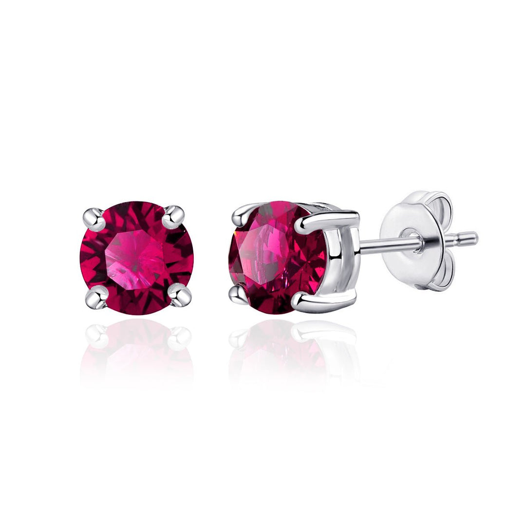 Red Stud Earrings Created with Zircondia® Crystals - Philip Jones Jewellery