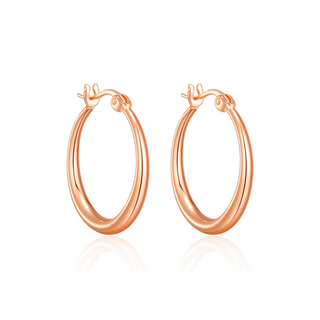 Rose Gold Plated 20mm Hoop Earrings - Philip Jones Jewellery