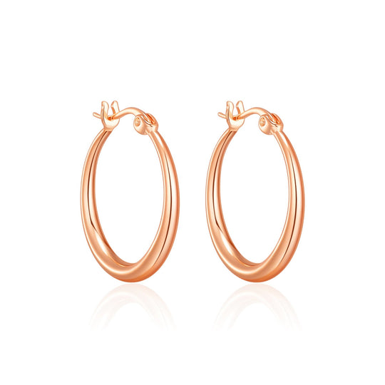 Rose Gold Plated 20mm Hoop Earrings - Philip Jones Jewellery