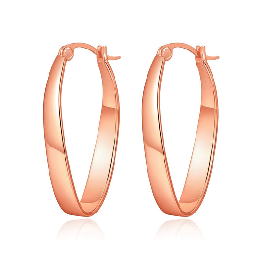 Rose Gold Plated 30mm Oval Hoop Earrings - Philip Jones Jewellery