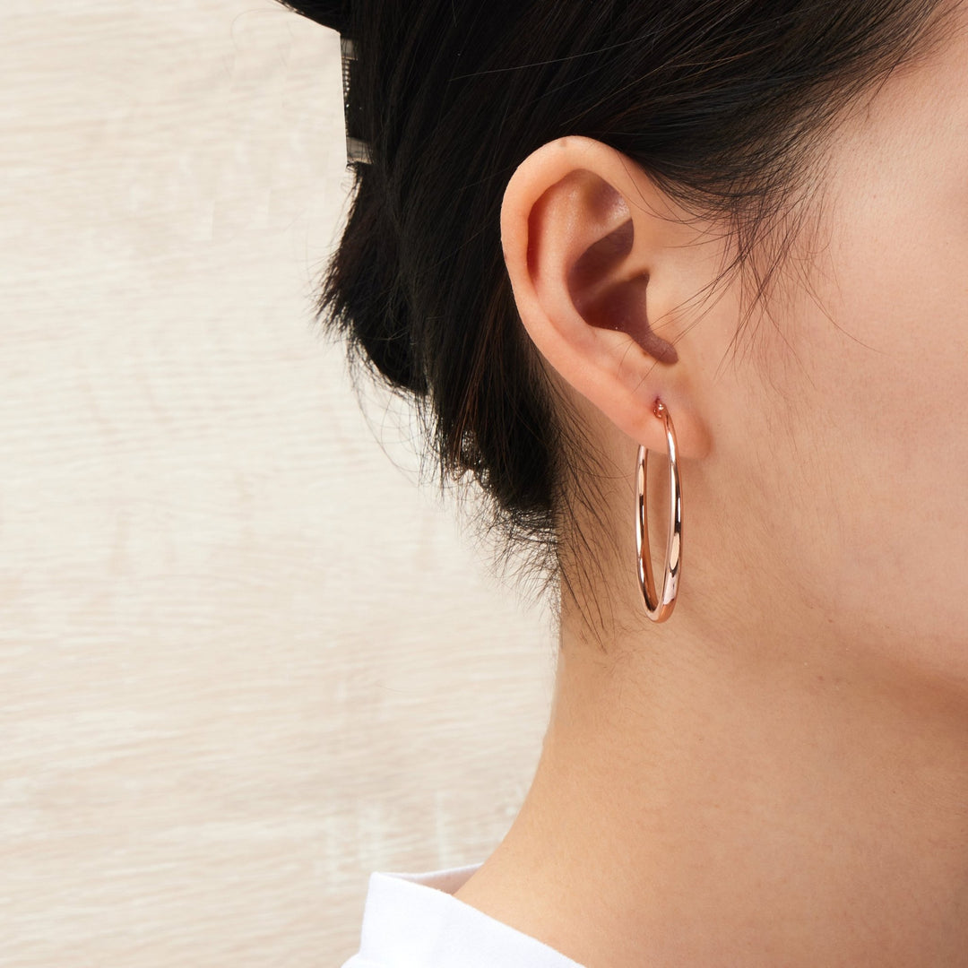 Rose Gold Plated 40mm Hoop Earrings by Philip Jones Jewellery