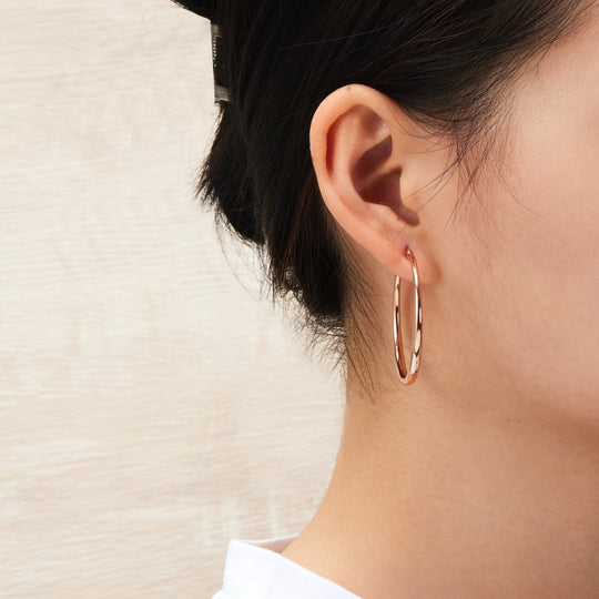 Rose Gold Plated 40mm Hoop Earrings - Philip Jones Jewellery