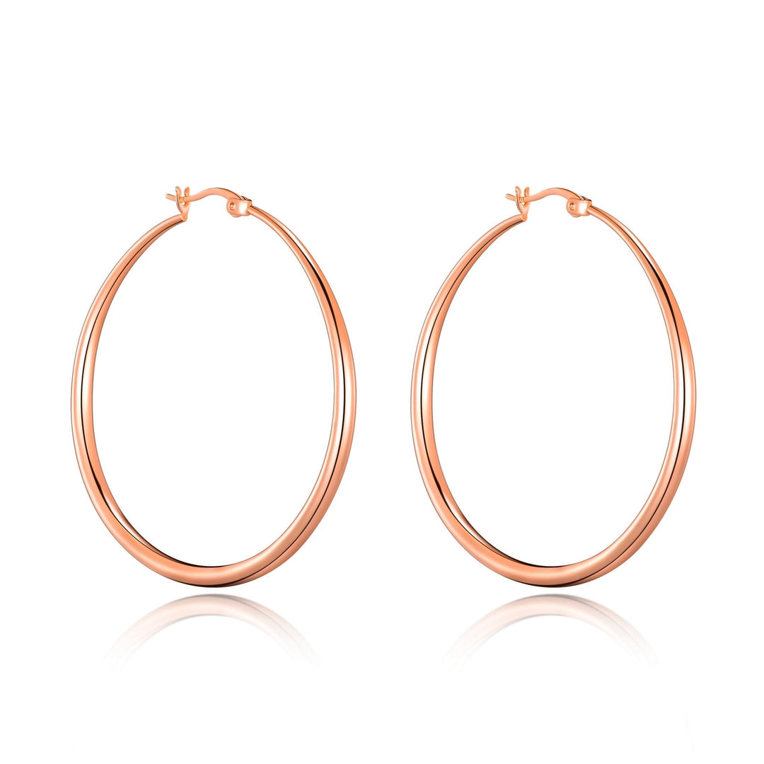 Rose Gold Plated 50mm Hoop Earrings - Philip Jones Jewellery