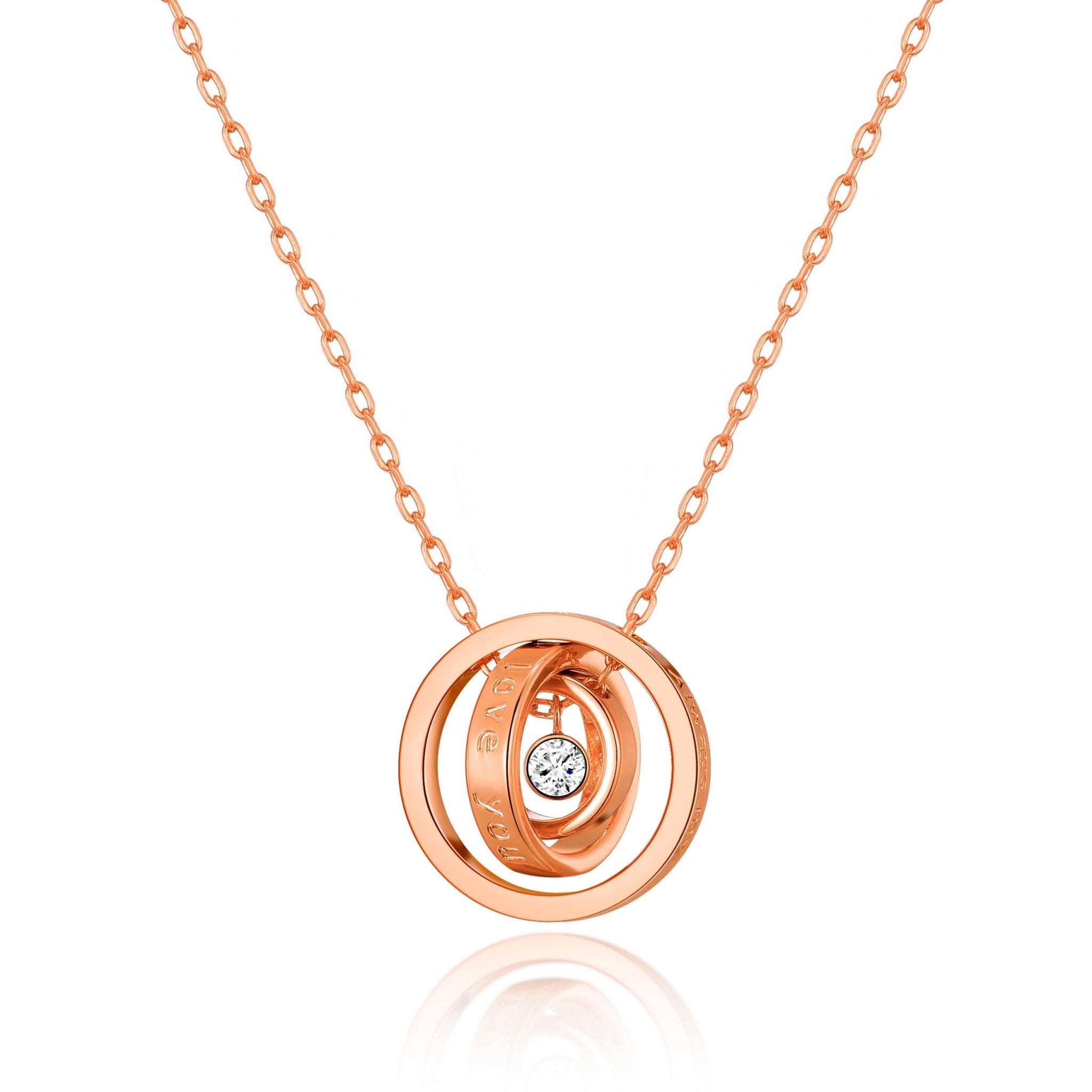 Rose Gold Plated Always My Mother Quote Necklace Created with Zircondia® Crystals - Philip Jones Jewellery