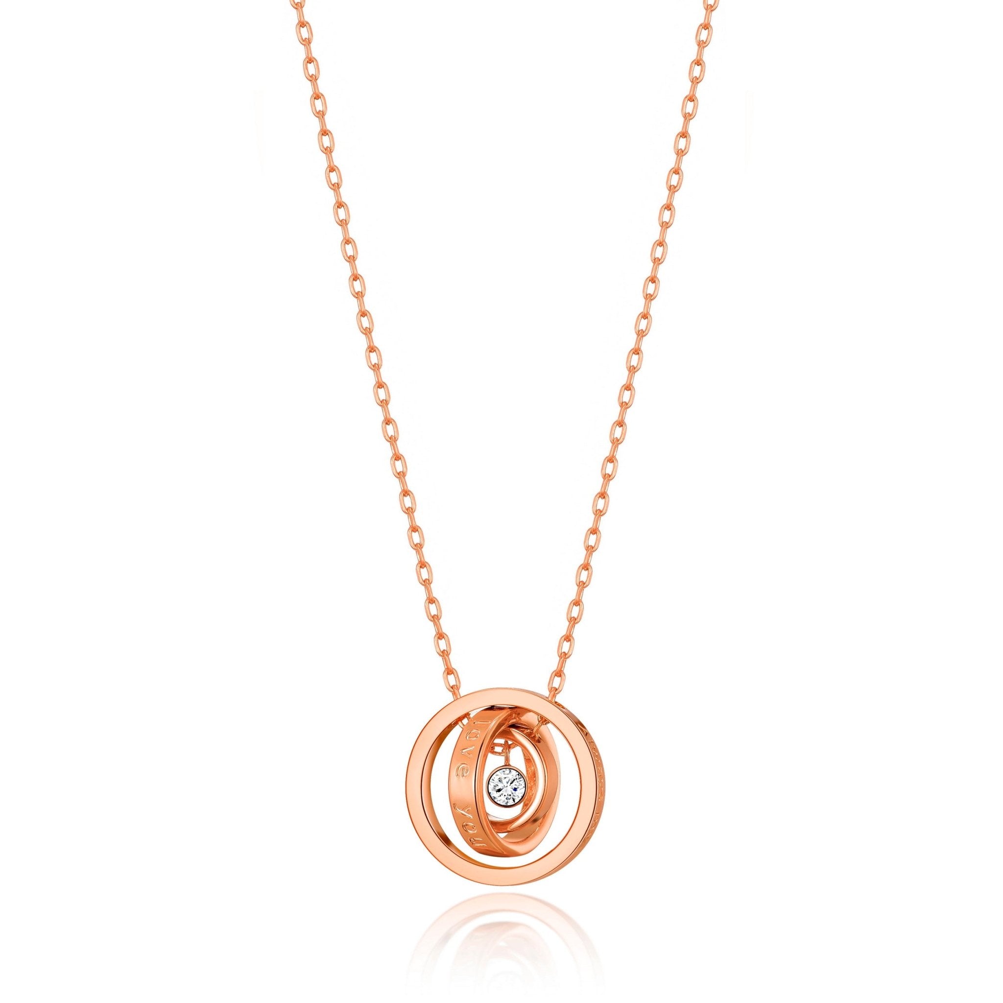 Rose Gold Plated Always My Mother Quote Necklace Created with Zircondia® Crystals - Philip Jones Jewellery