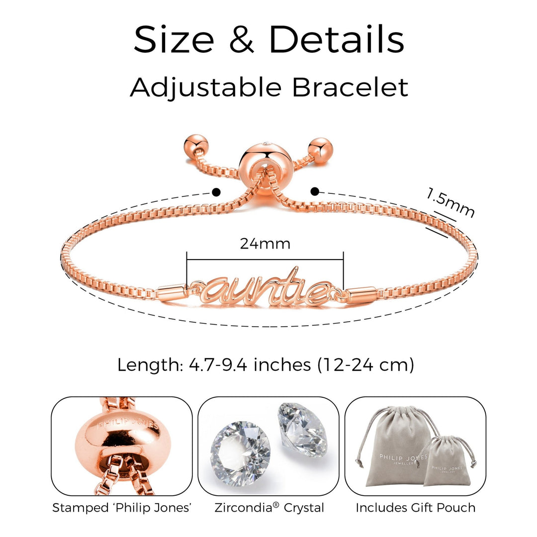 Rose Gold Plated Auntie Bracelet Created with Zircondia® Crystals - Philip Jones Jewellery
