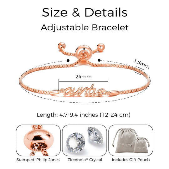 Rose Gold Plated Auntie Bracelet Created with Zircondia® Crystals - Philip Jones Jewellery