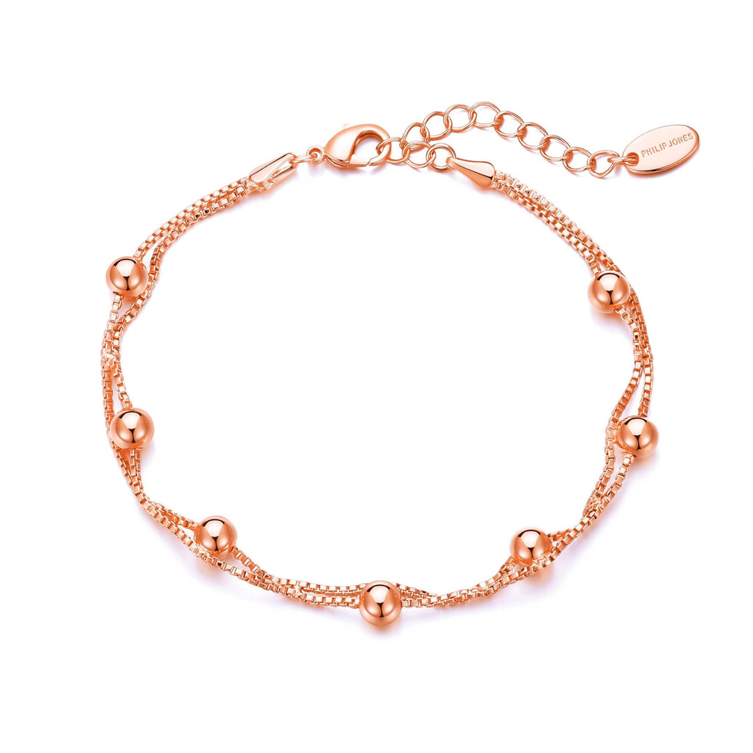 Rose Gold Plated Ball Bracelet - Philip Jones Jewellery