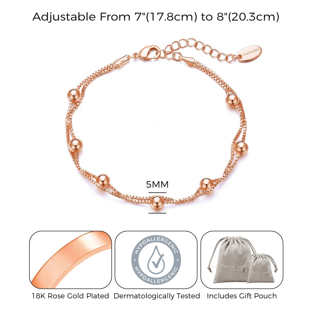 Rose Gold Plated Ball Bracelet - Philip Jones Jewellery