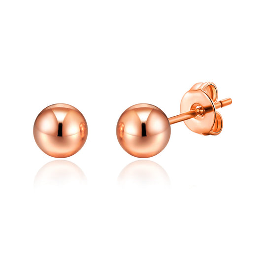 Rose Gold Plated Ball Stud Earrings - Philip Jones Jewellery