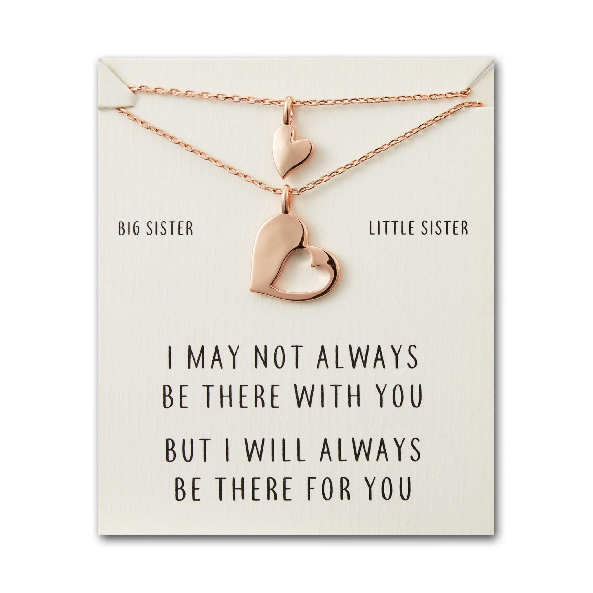 Rose Gold Plated Big Sister Little Sister Piece of My Heart Necklace Set - Philip Jones Jewellery