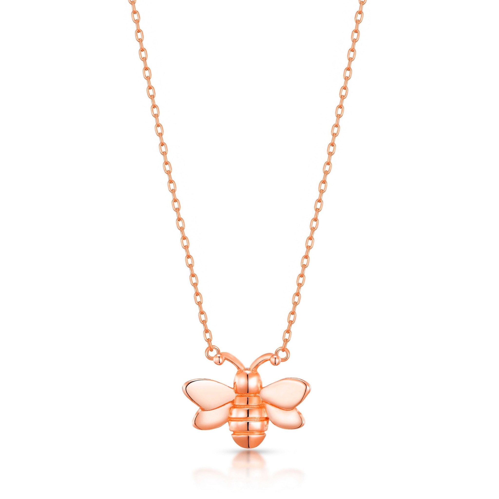 Rose Gold Plated Bumble Bee Necklace - Philip Jones Jewellery