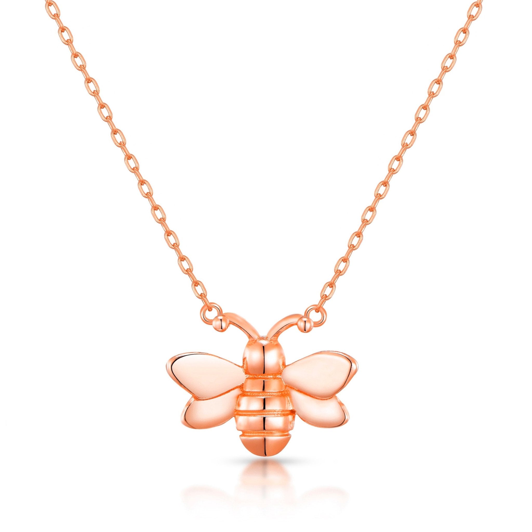 Rose Gold Plated Bumble Bee Necklace - Philip Jones Jewellery