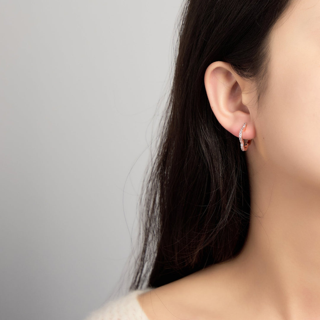 Rose Gold Plated Clover Hoop Earrings Created with Zircondia® Crystals