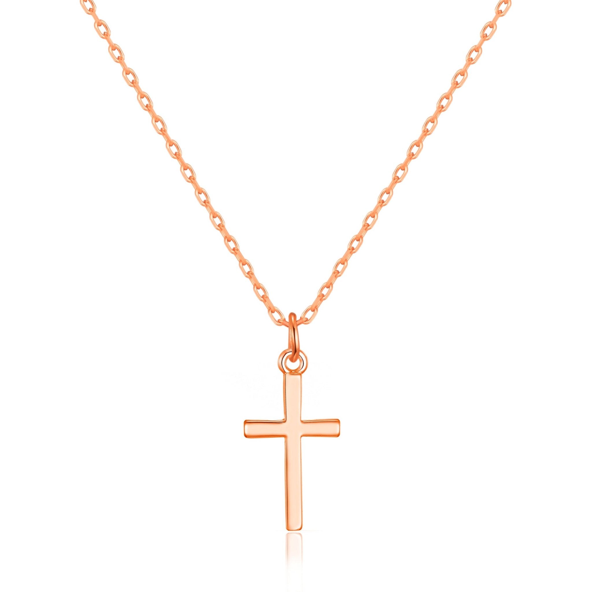 Rose Gold Plated Cross Necklace - Philip Jones Jewellery