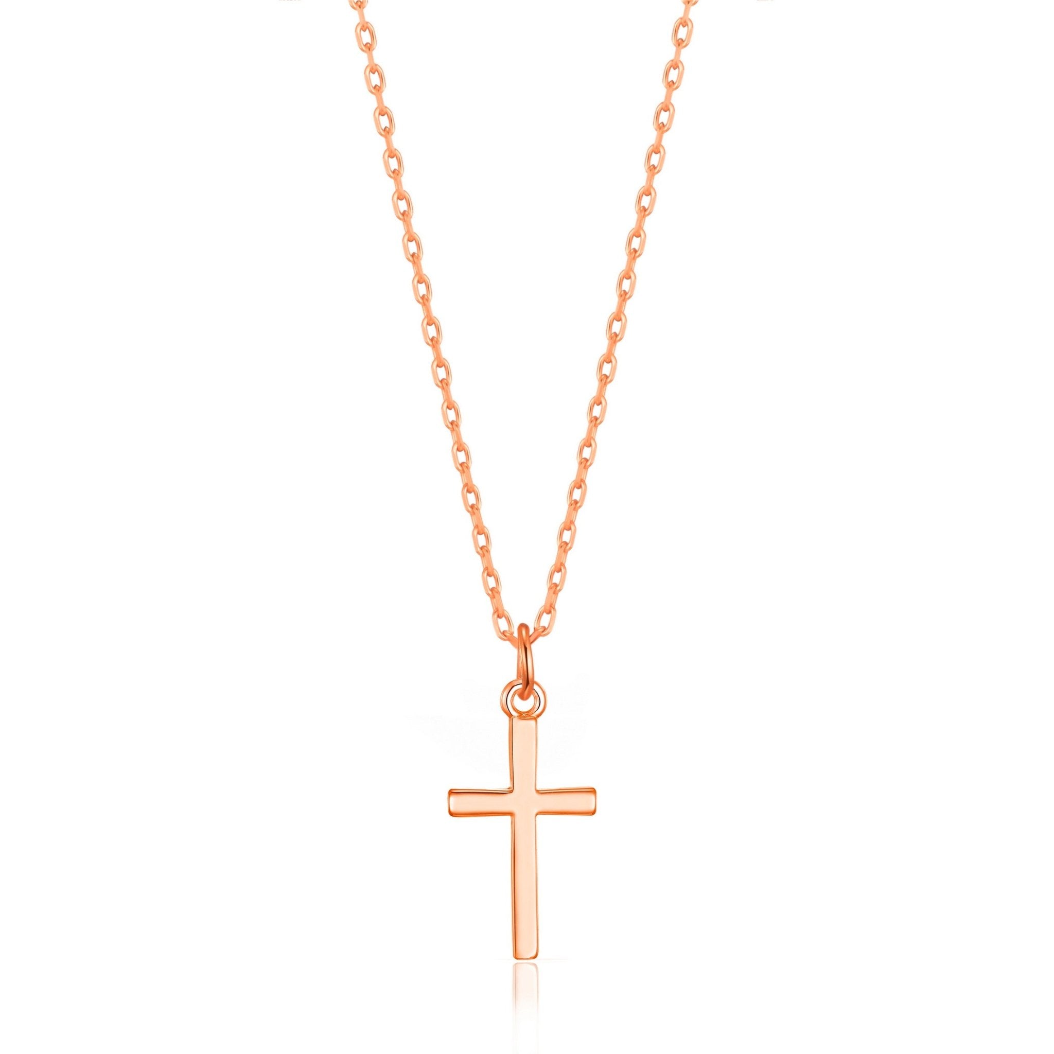 Rose Gold Plated Cross Necklace - Philip Jones Jewellery