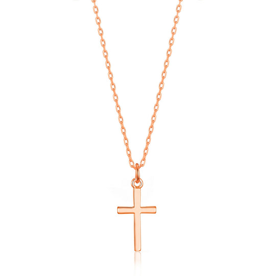 Rose Gold Plated Cross Necklace - Philip Jones Jewellery