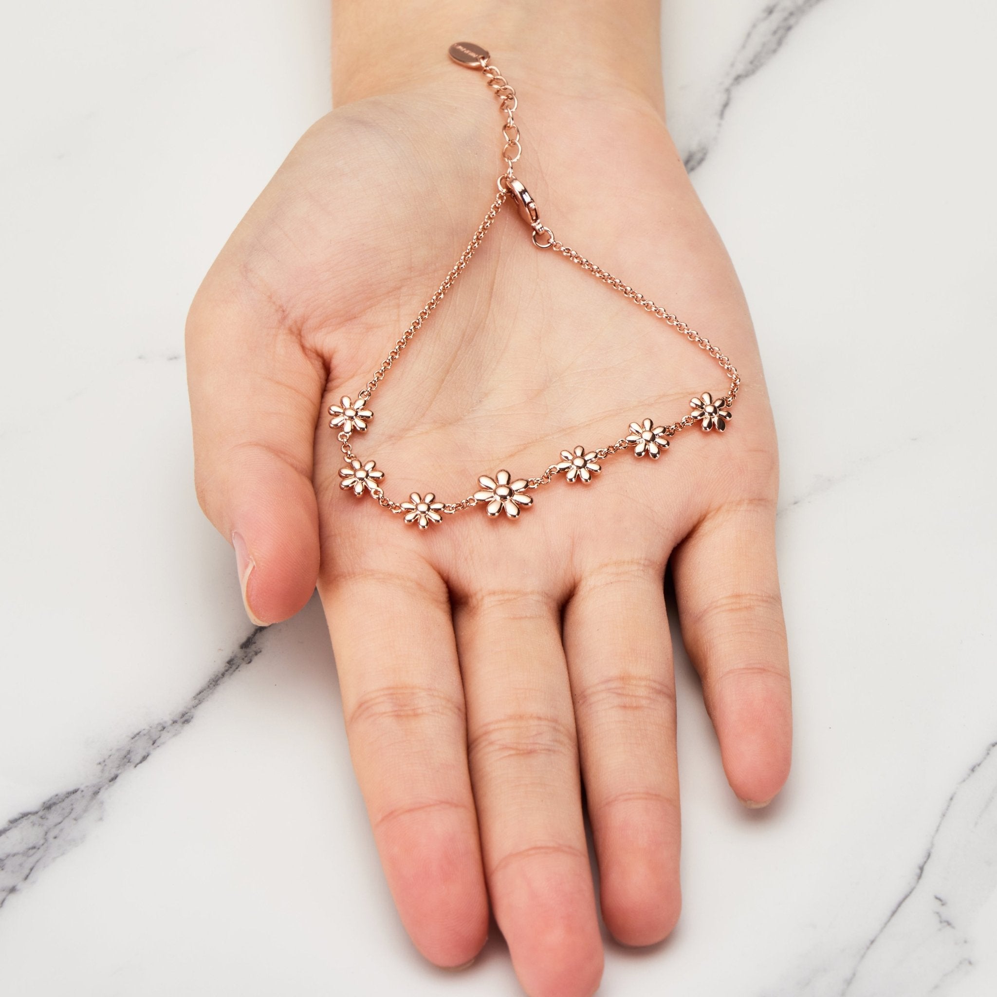 Rose Gold Plated Daisy Bracelet - Philip Jones Jewellery