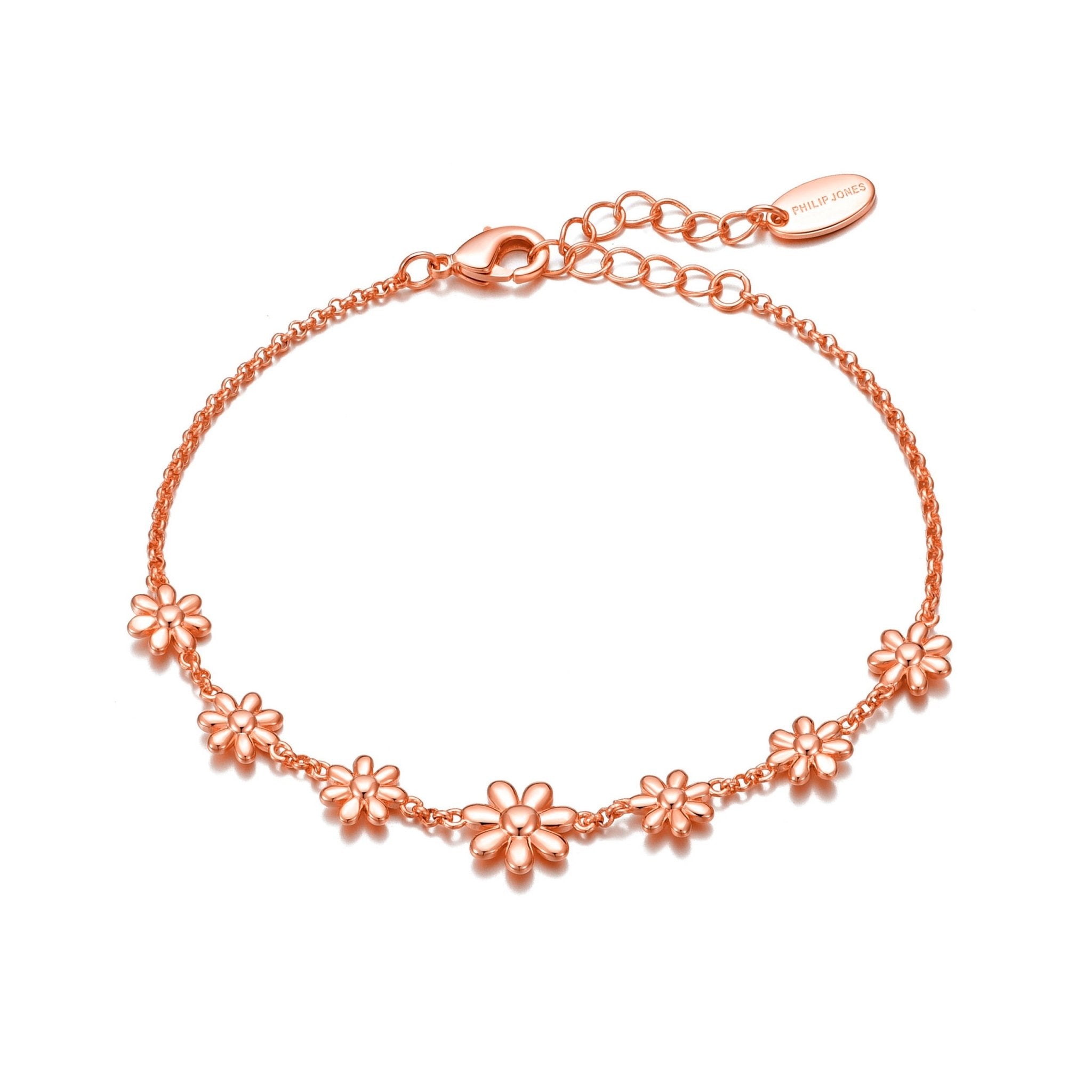 Rose Gold Plated Daisy Bracelet - Philip Jones Jewellery