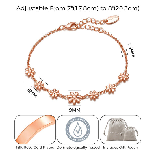 Rose Gold Plated Daisy Bracelet - Philip Jones Jewellery