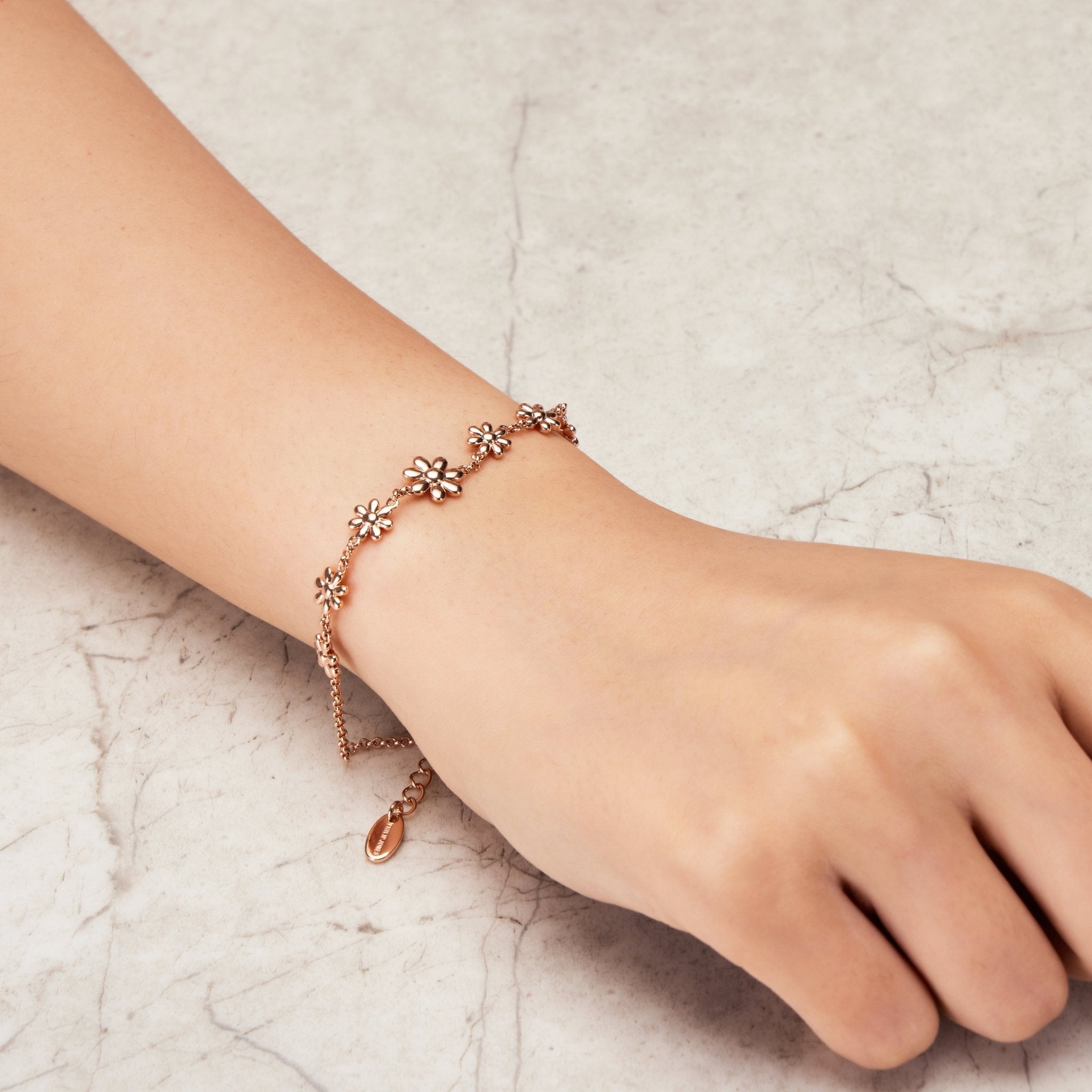 Rose Gold Plated Daisy Bracelet - Philip Jones Jewellery